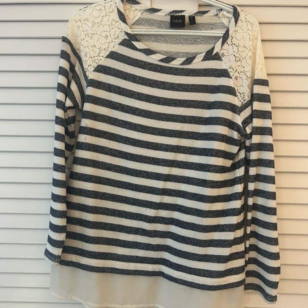 Mix media striped top